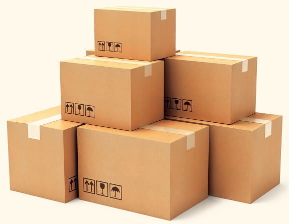 Delivery boxes stacked